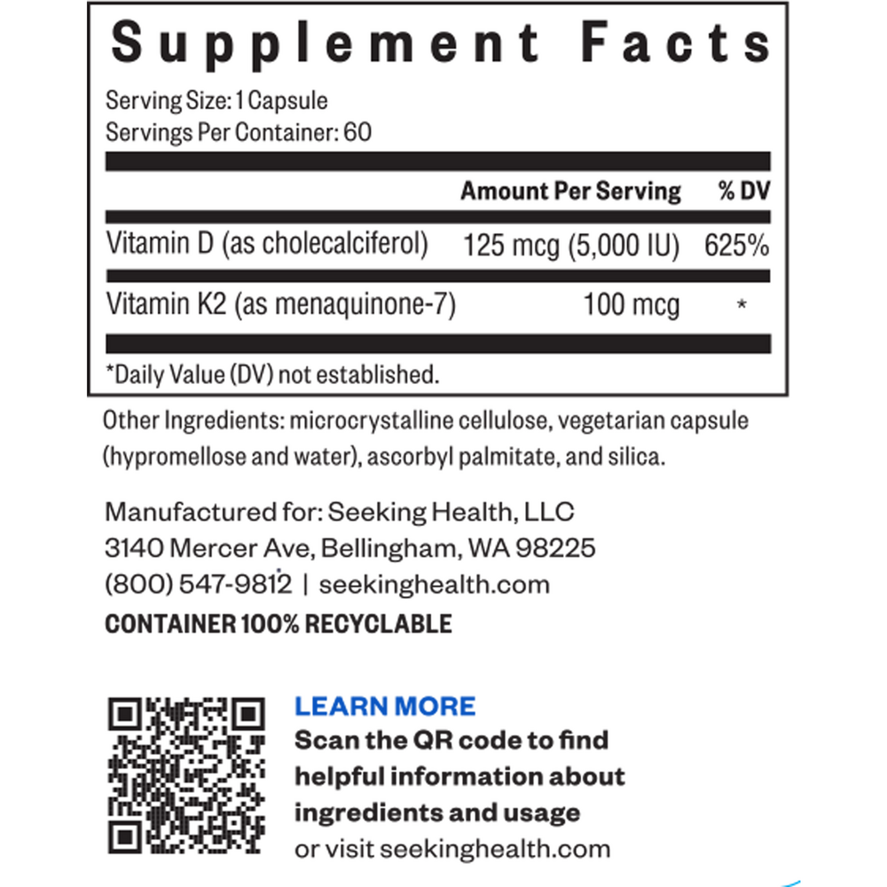 Vitamin D3 + K2 (60 Capsules)