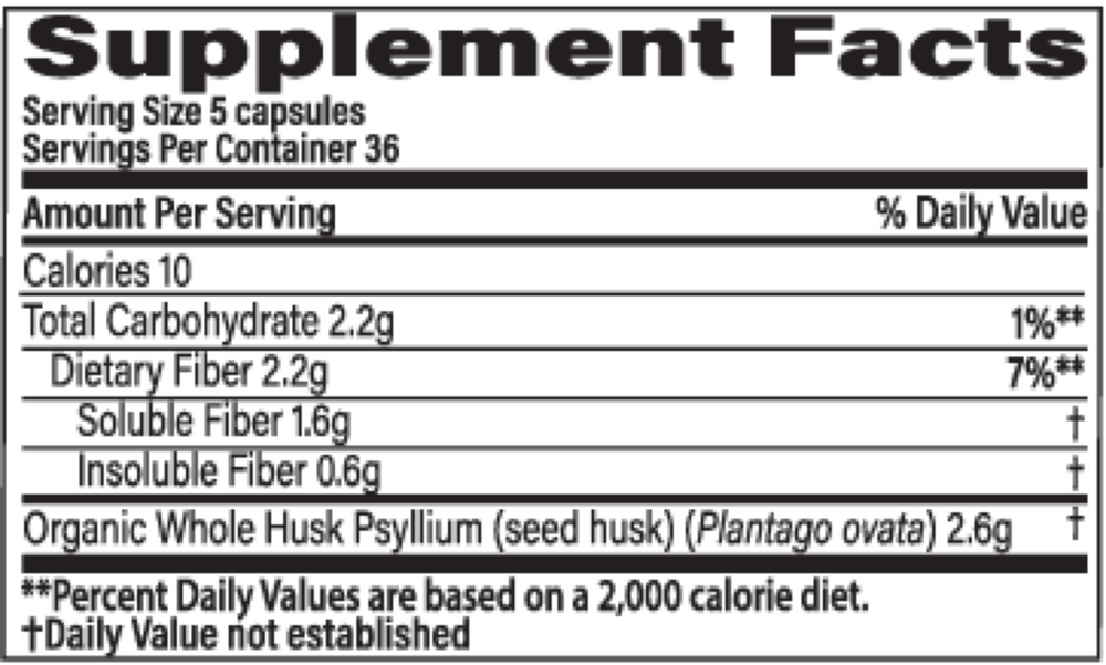 Whole Husk Psyllium (180 Capsules)